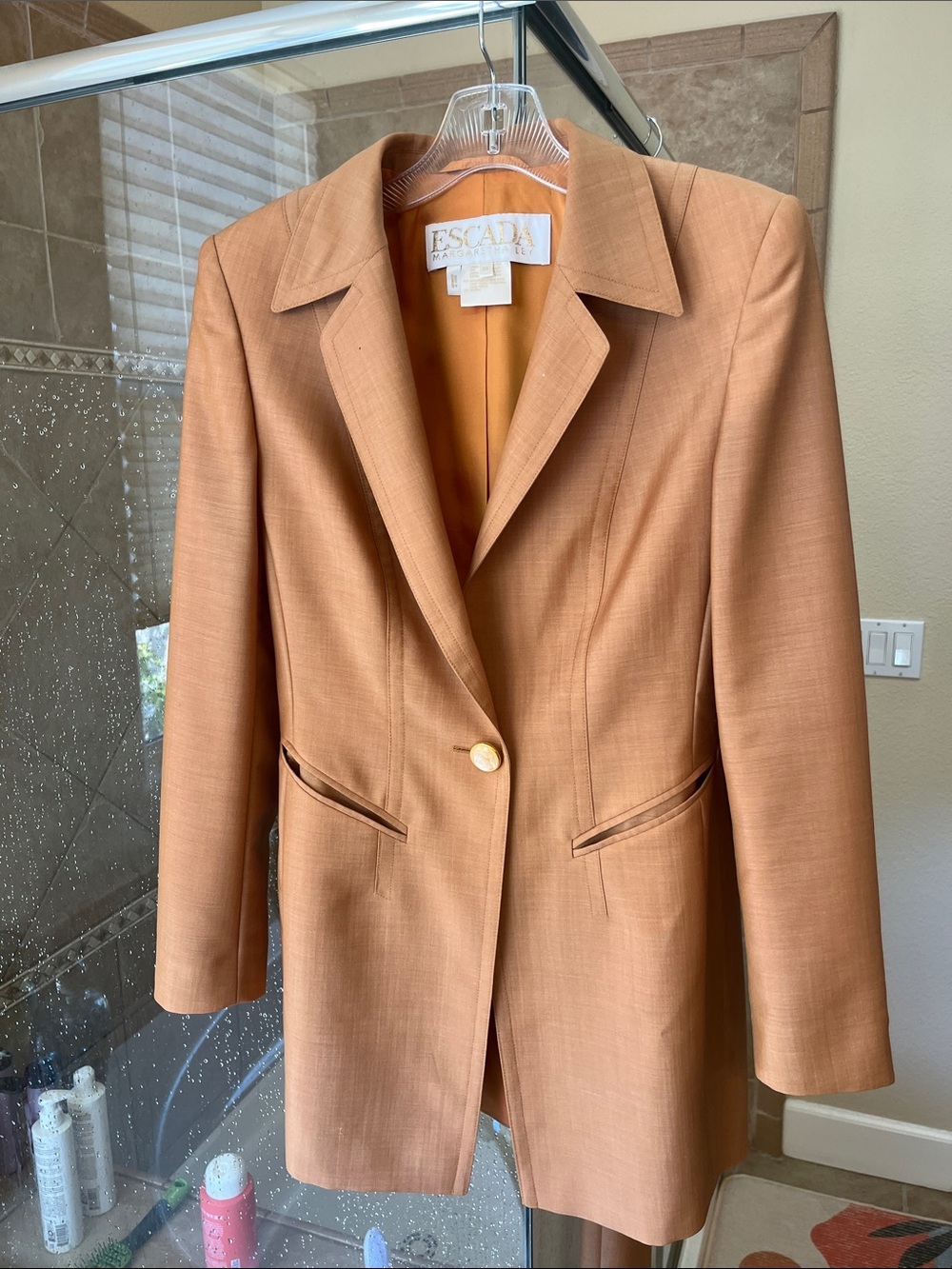 Escada Single-Button Blazer in Warm Camel-Tan